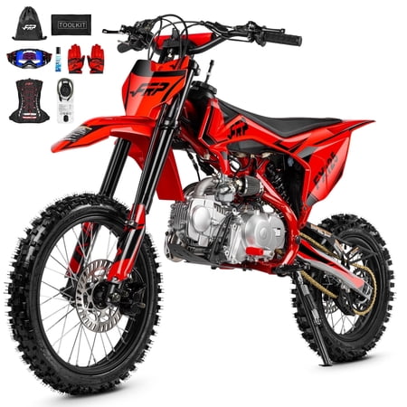 FRP FX125-17 125cc Gas Dirt Bike for Youth Riders, 4-Stroke Pit Bike with 17/14 Inch Tires, Zongshen Gas Power, Electric/Kick Start, Manual Clutch, Dual-Piston Front Brake, Red