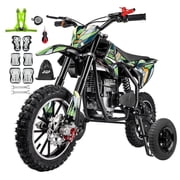 FRP FX40 40cc 4-Stroke Gas Powered Dirt Bike with Training Wheels, Safety Kill Switch, Max Speed 20 MPH, Front & Rear Disc Brakes, Stability Enhancement, EPA Certified - Green
