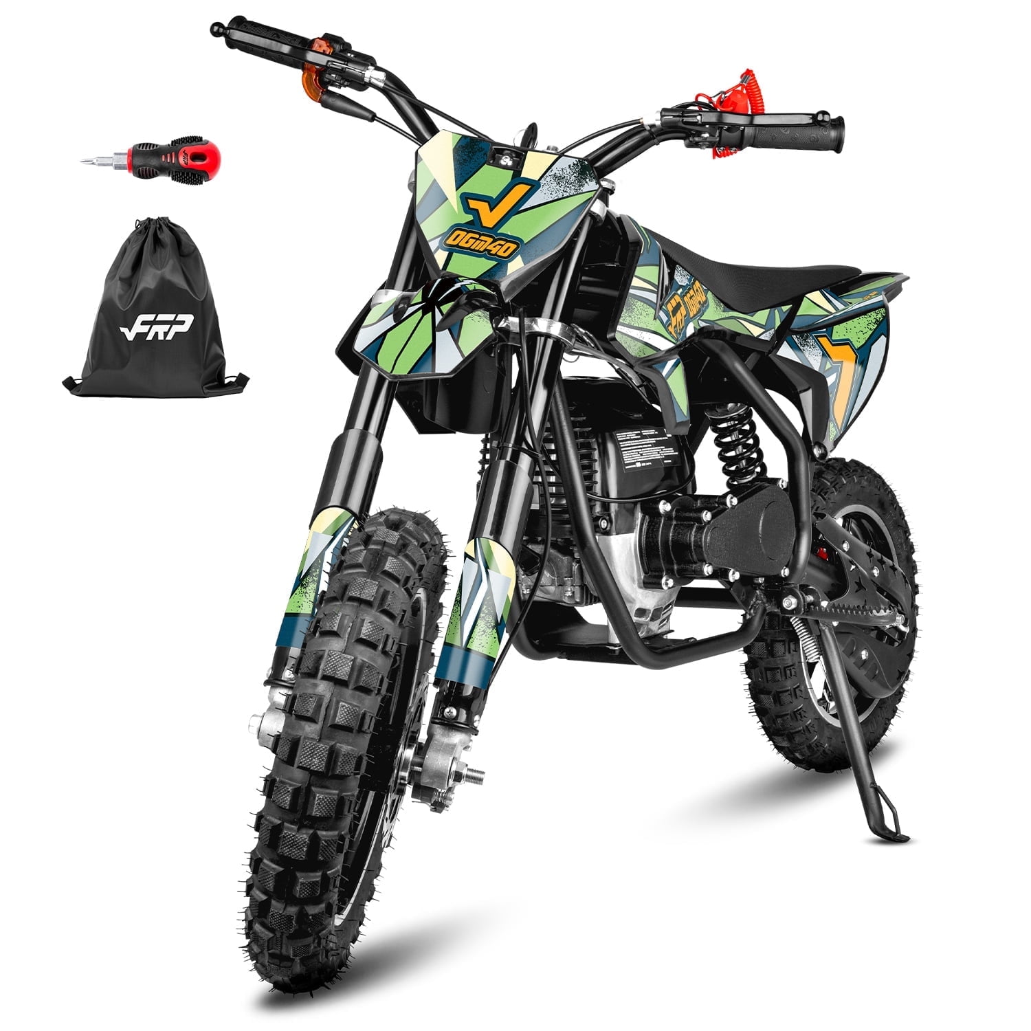 FRP FX40 40cc Dirt Bikes, 4-Stroke Gas Dirtbike for 13+, Mini Dirt Bike with Pull Start, Rear Disc Brake, EPA Certified, 20MPH Max Speed, Up to 132 LBS - Green