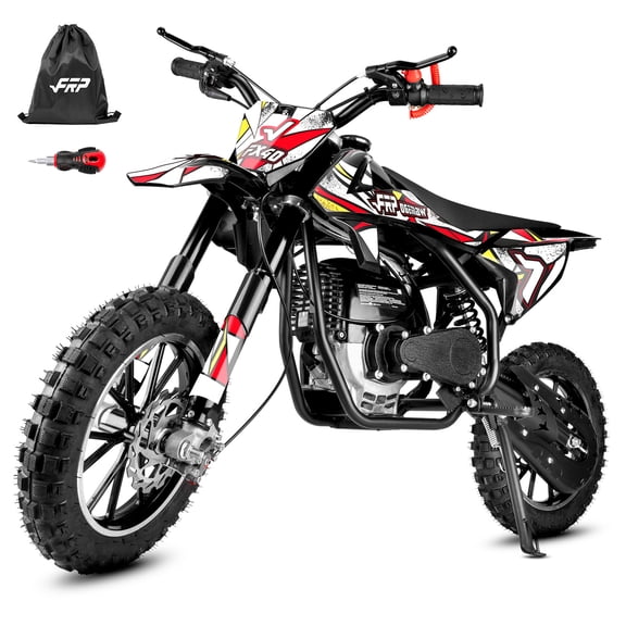 FRP FX40 40cc Gas Powered Mini Dirt Bike 4-Stroke Pit Bike for Teens Ages 13 , Pull Start, Dual Disc Brakes, Full Suspension, Knobby Tires, Up to 20 MPH, 143 lb Capacity, White, Basic Model