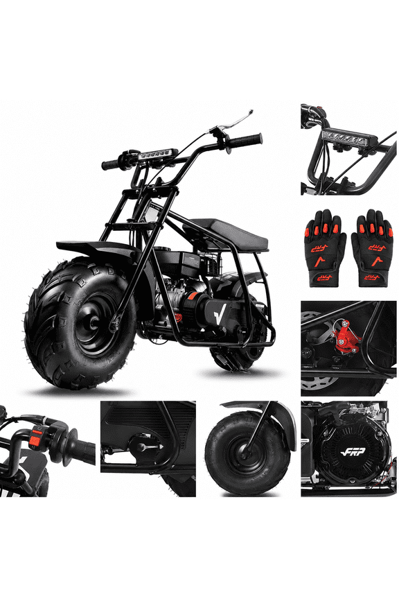 GMB100 Mini Bike, 99CC 4-Stroke Mini Bikes for Adults, Gas Powered Mini Dirt Bike, Off-Road Motorcycle W/LED Headlight and Neck Gaiter, Up to 28 Mph, Weight Support Up to 220 LBS