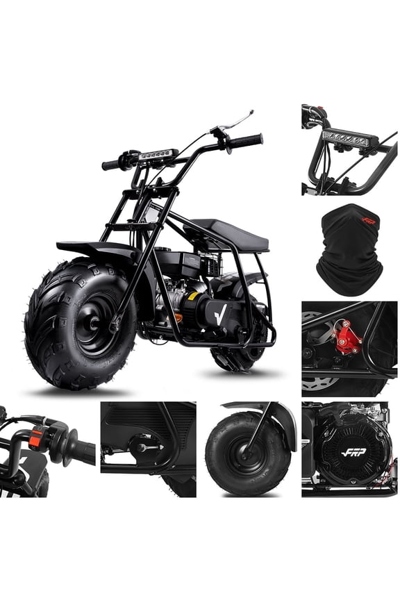 GMB100 Mini Bike, 99CC 4-Stroke Mini Bikes for Adults, Gas Powered Mini Dirt Bike, Off-Road Motorcycle W/LED Headlight and Neck Gaiter, Up to 28 Mph, Weight Support Up to 220 LBS
