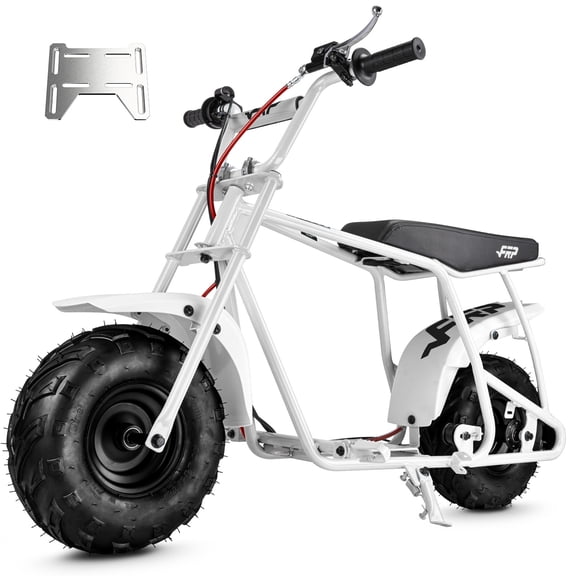 FRP GMB100 Mini Bike Upgraded Frame Roller Frame, No Engine—Tires, Hydraulic Brake, Seat, Fuel System & Wiring, DIY Bolt-On 79/98/196/212/225cc – White