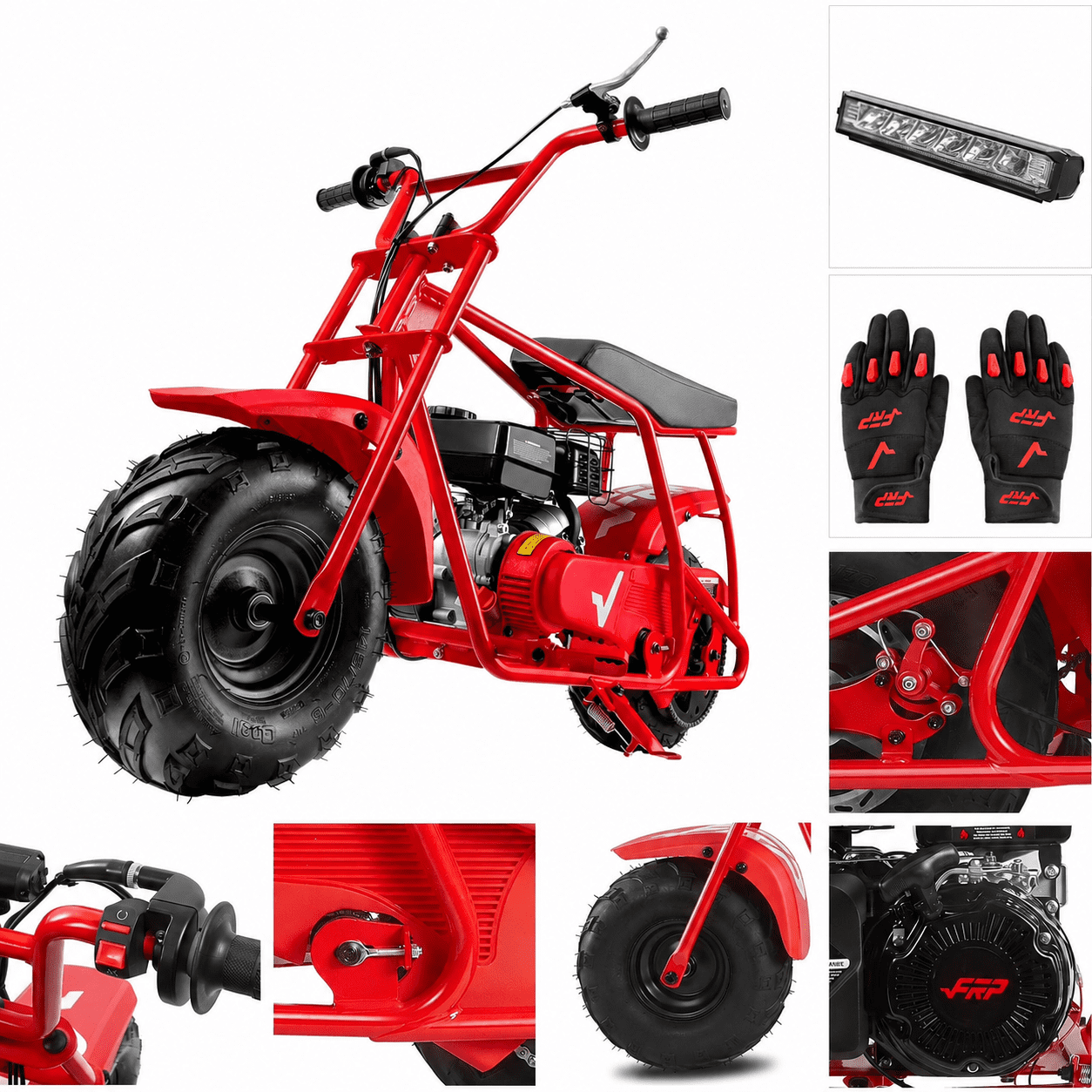 FRP GMB100 Mini Dirt Bike, 99CC 4-Stroke Gas Mini Bike, 3HP Off-Road ...