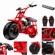 FRP GMB100 Mini Dirt Bike, 99CC 4-Stroke Gas Mini Bike, 3HP Off-Road Mini Bikes for Teens/Adult, Trail Bike Up to 28Mph, Weight Support Up to 220 LBS RED