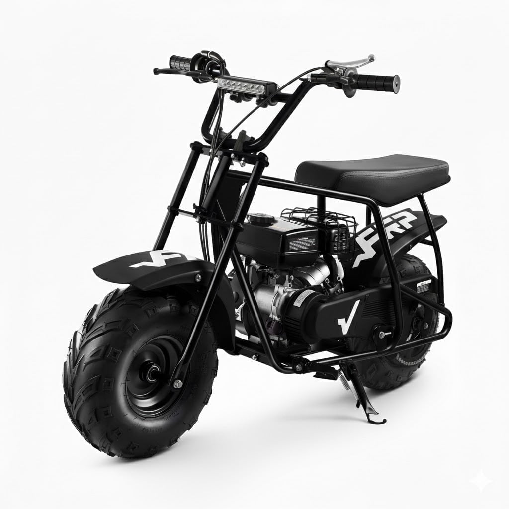FRP GMB100 Mini Bike 99cc 4-Stroke Gas Powered Mini Dirt Bike for Teens and Adults, 28MPH Off-Road Motorcycle with Rear Suspension, Rear Disc Brake – Black