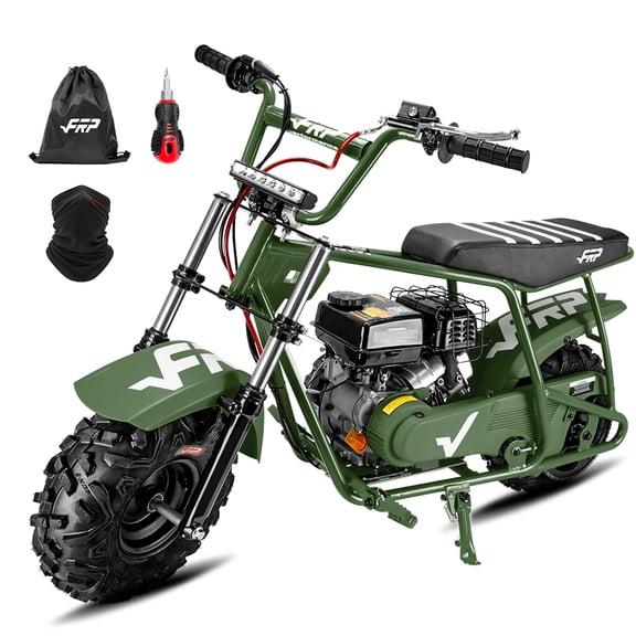 FRP GMB100 Performance 99cc Gas Powered Mini Dirt Bike, 28MPH Off-Road Motorcycle with Hydraulic Brakes, Suspension & SunF All-Terrain Tires – Green