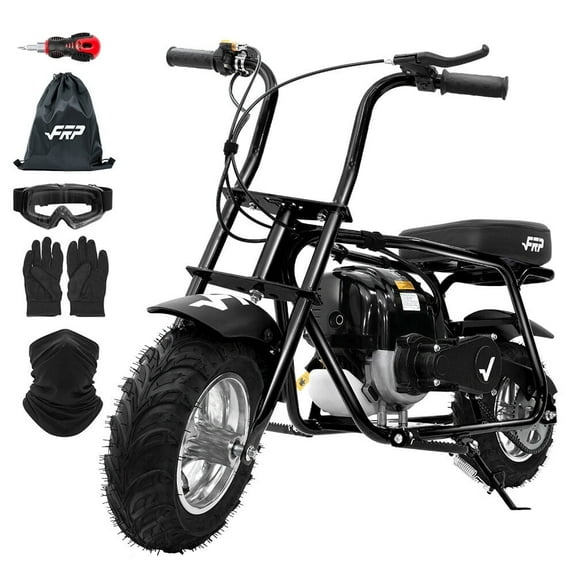 FRP MB40 Max Package 40cc 4-Stroke Gas Powered Mini Dirt Bike for Kids, 18MPH Off-Road Motorcycle with Pull Start, Mini Bike with Rear Dsic Brake, No Oil Mixing – Black