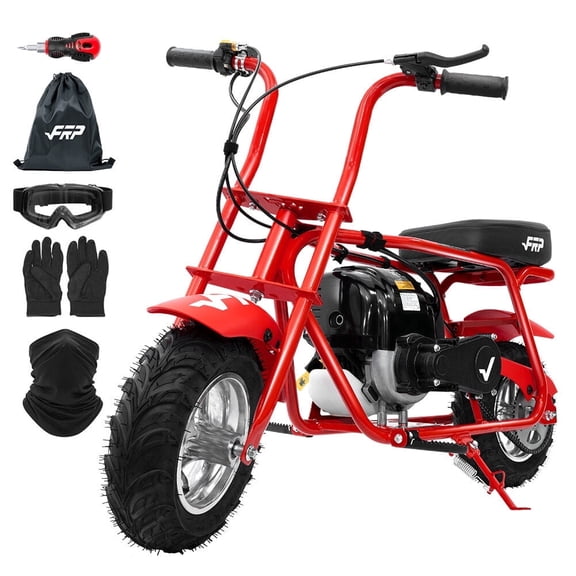 FRP MB40 Max Package 40cc 4-Stroke Gas Powered Mini Dirt Bike for Kids, 18MPH Off-Road Motorcycle with Pull Start, Mini Bike with Rear Dsic Brake, No Oil Mixing – Red