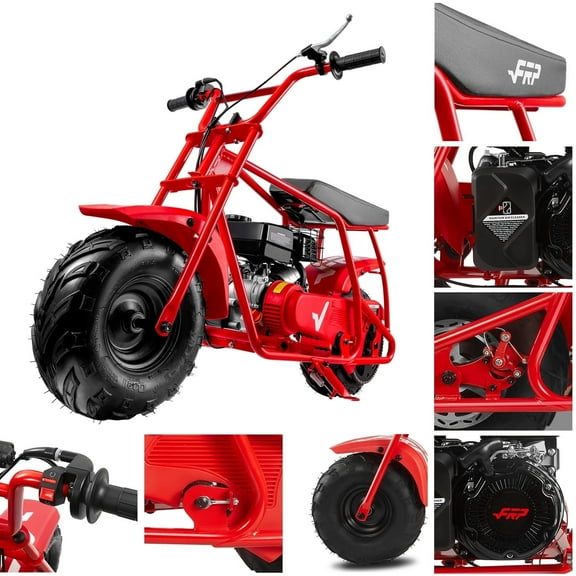 FRP Mini Dirt Bike GMB100 Basic, 99CC Gas Powered Mini Bike 4-Stroke 3HP, Off-Road Mini Bikes for Kids/Adult, Trail Bike Up to 28 Mph, Weight Support Up to 220 LBS (RED)