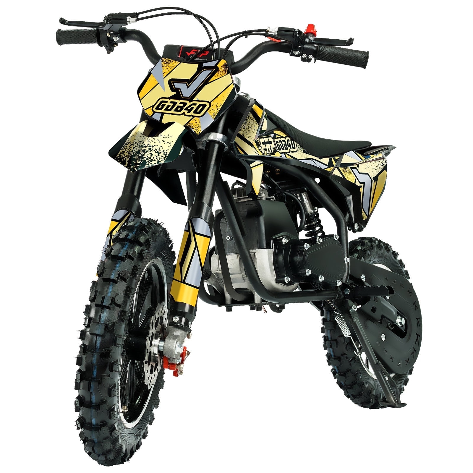 FRP OGM40 Kids Dirt Bike, 40CC 4-Stroke Dirt Bike for Kids, Gas Powered Off-Road Mini Bike with Front & Rear Disc Brake, Up to 20 Mph, Weight Support Up to 132 LBSï¼Yellowï¼