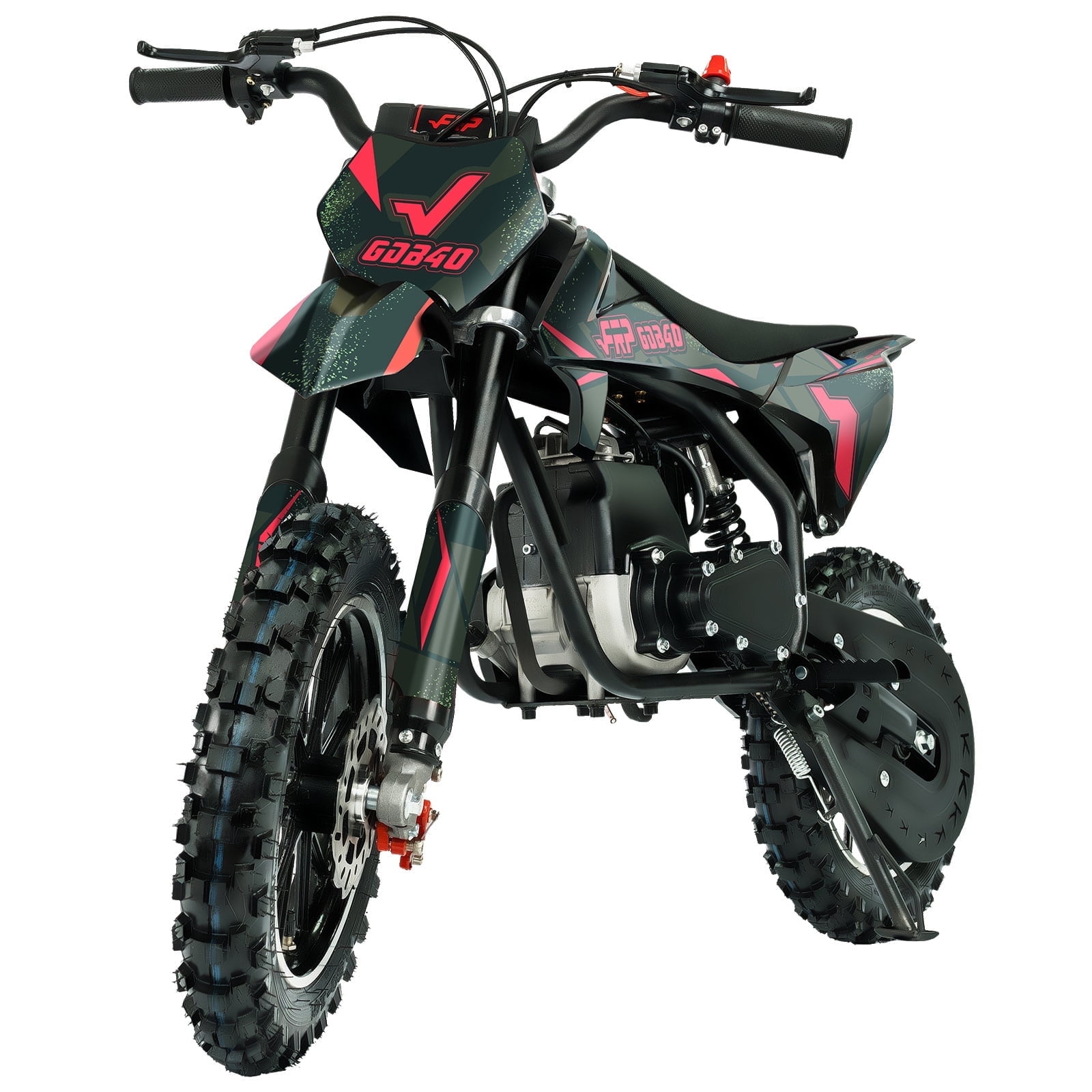 FRP OGM40 Kids Dirt Bike, 40CC 4-Stroke Dirt Bike for Kids, Gas Powered Off-Road Mini Bike with Front & Rear Disc Brake, Up to 20 Mph, Weight Support Up to 160 LBS（Black）