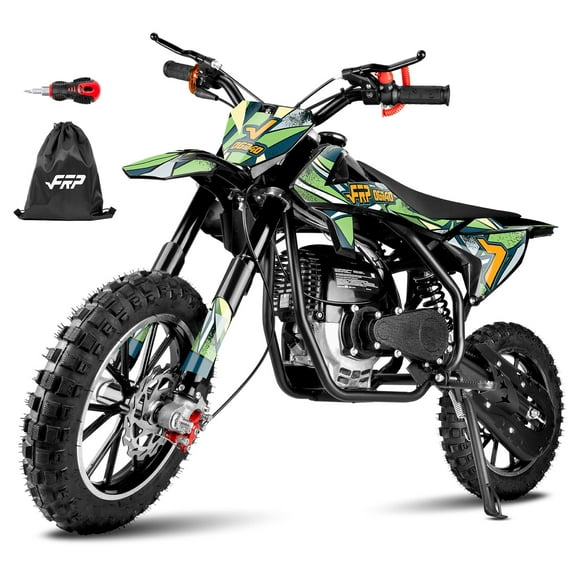 FRP FX40 40cc 4-Stroke Gas Powered Kids Dirt Bike with Safety Kill Switch for young rides, Front & Rear Disc Brakes, EPA Certified, FX40-Ogemaw, Green, Base Model