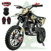 FRP FX40 40cc 4-Stroke Gas Powered Dirt Bike with Safety Kill Switch for young rides, Front & Rear Disc Brakes, EPA Certified, FX40-Ogemaw, Yellow, Max Model