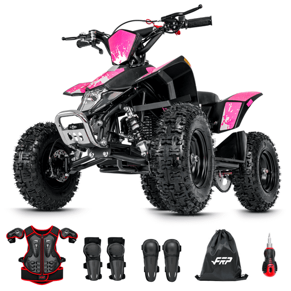 FRP SHR40 40cc Gas ATV with Protective Gear, Teens 13+, Up to 13 MPH, Pink