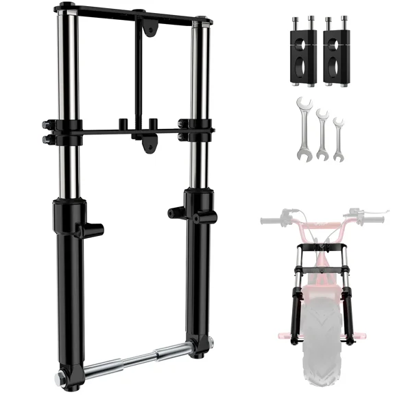 FRP Universal Minibike Front Suspension, with Mounting Hardware, with Clamps, Fits GMB100, Coleman CT100U, Monster/Mega Moto MMB80/105, Motovox MBX10/11, Baja DB30 – Black