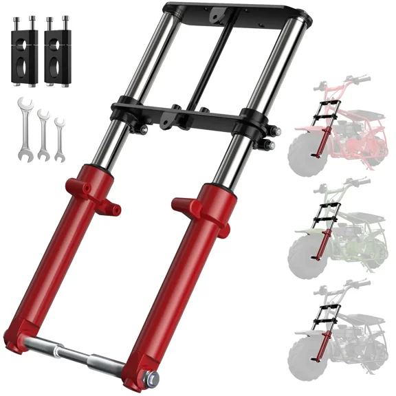 FRP Universal Minibike Front Suspension, with Mounting Hardware, with Clamps, Fits GMB100, Coleman CT100U, Monster/Mega Moto MMB80/105, Motovox MBX10/11, Baja DB30 – Red