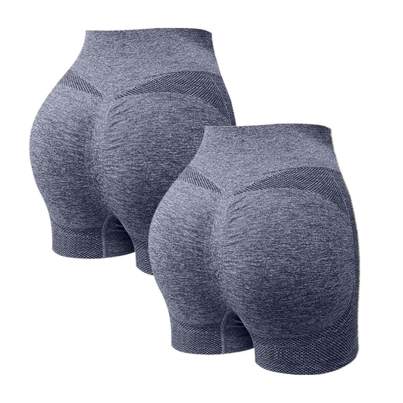 FRSASU 2 Pack Biker Shorts for Women Tummy Control Shapewear Yoga Booty Butt Lifting Breathable Workout Running Shorts Blue