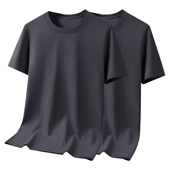 FRSASU 2 Pack T-Shirts for Men Short Sleeve Crewneck Solid Soft Basic Tee Tops Loose Comfy Lightweight Workout Tops Dark Gray