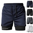 thumbnail image 1 of FRSASU 2 in 1 Mesh Shorts for Mens Elastic Waist Quick Dry Liner Short Casual Basketball Athletic Workout Short Pants White, 1 of 5