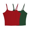 thumbnail image 1 of FRSASU 2PC Womens Camisole Sleeveless Round Neck Solid Spaghetti Strap Tank Tops Basic Shirt Green S(S), 1 of 7