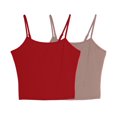 thumbnail image 1 of FRSASU 2PC Womens Camisole Sleeveless Round Neck Solid Spaghetti Strap Tank Tops Basic Shirt Khaki M(M), 1 of 7