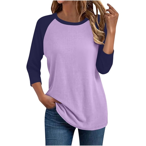 FRSASU 3/4 Sleeve Tops for Women Workout Jersey Baseball Style Raglan Tshirts Casual Color Block Tees Comfy Steetwear Pink