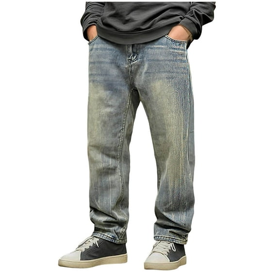 FRSASU 70s Disco Pants for Men,Mens Bell Bottom Jeans Pants,60s 70s Bell Bottoms Vintage Washed Denim Pants Jeans for Men Blue
