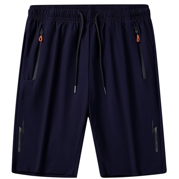FRSASU Athletic Shorts Ice Silk Quick Drying Stretch Shorts for Men Summer Workout Gym with Zipper Pockets Blue