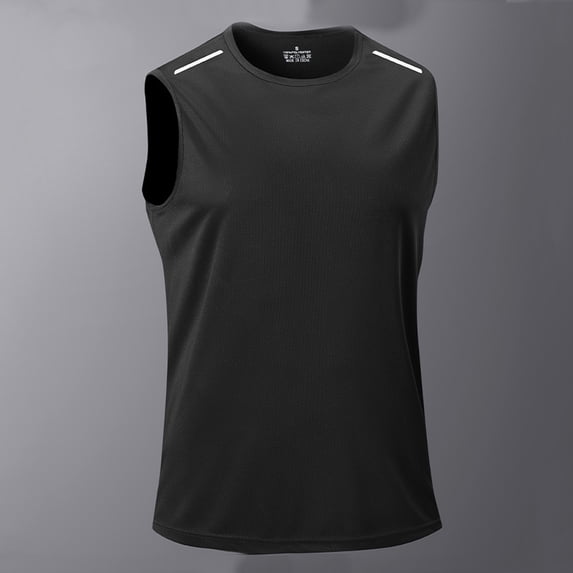 FRSASU Athletic Tank Tops for Men Basketball Crewneck Sleeveless Tank Top Basic Workout Stretchy Quick Dry Beach Tees Black