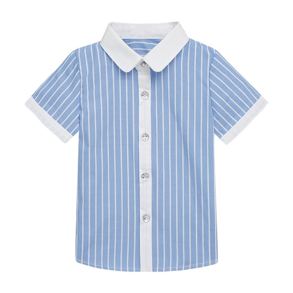 FRSASU Baby Boy Clothes Shirts for Kids Short Sleeve Graphic Solid Thin Shirt Casual for 3-11 Years Boy Children's Short Sleeved Shirt Blue 5 Years
