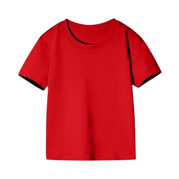 FRSASU Baby Boy Summer Clothes ,Toddler Kids Boys Girl Comfortable Solid Color Short Sleeve Cotton T-Shirt Top Red 3-4 Years