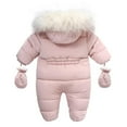 thumbnail image 1 of FRSASU Baby Boys Hooded Romper Winter Clothing Set Snowsuit with Gloves and Booties Jumpsuit Outfits Pink 18-24 Months, 1 of 9