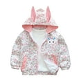 thumbnail image 1 of FRSASU Baby Girls Hooded Jacket Floral Pattern Coat Rabbit Style Windbreaker for Spring/Autumn Baby Clothing, 1 of 3