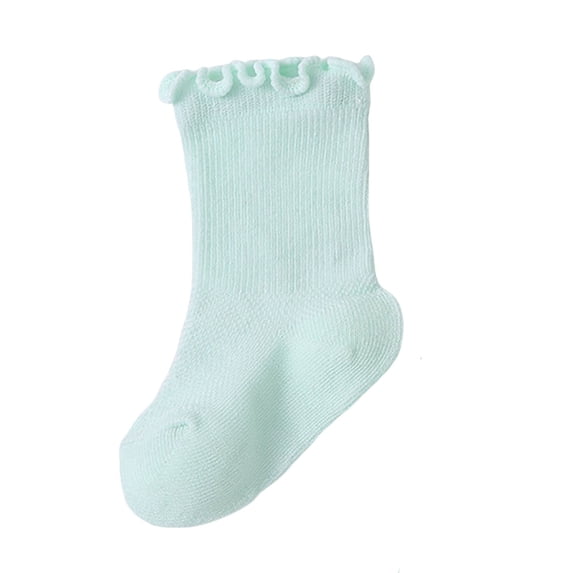 FRSASU Baby Infant Toddler Girls Ruffle Socks Cute Soft Cotton School Uniform Frilly Dress Crew Socks Little Kids Green