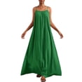 thumbnail image 1 of FRSASU Backless Cami Dresses for Women Sleeveless Solid Color Lounge Dress Spaghetti Strap Flowy Summer Loose Maxi Sundress Green, 1 of 9