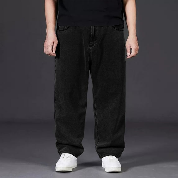 FRSASU Baggy Jeans for Men Streetwear Vintage Wide Leg Loose Fit Denim Pants Hip Hop Skater Carpenter Jeans Black