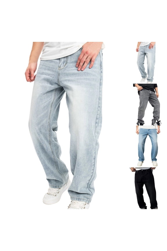 Baggy Jeans for Men Streetwear Vintage Wide Leg Loose Fit Denim Pants Hip Hop Skater Carpenter Jeans Mint Green