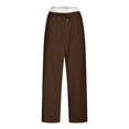 thumbnail image 1 of FRSASU Baggy Pants Unisex Streetwear Fashion Drawstring Elastic Fake Waist Double Layer Double Sweatpants with Pocket Brown XL(XL), 1 of 6