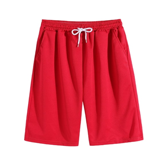FRSASU Basic Quick Dry Basketball Shorts for Men Solid Drawstring Lightweight Gym Short Breathable Stretch Athletic Shorts Red