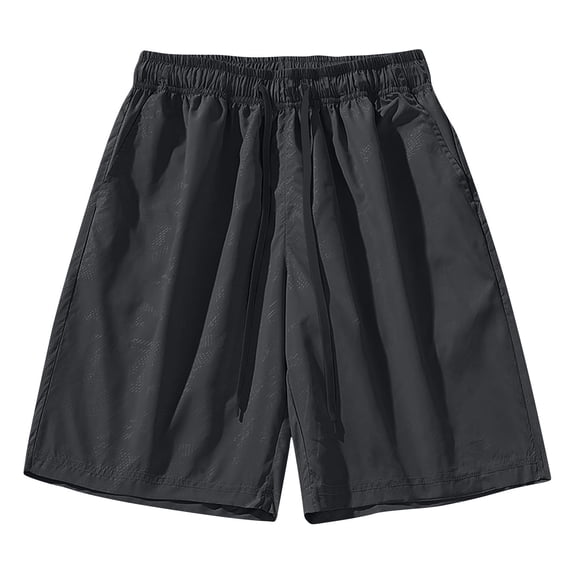 FRSASU Beach Shorts Men's Solid Color Casual Holiday Breathable Shorts with Pockets Black L