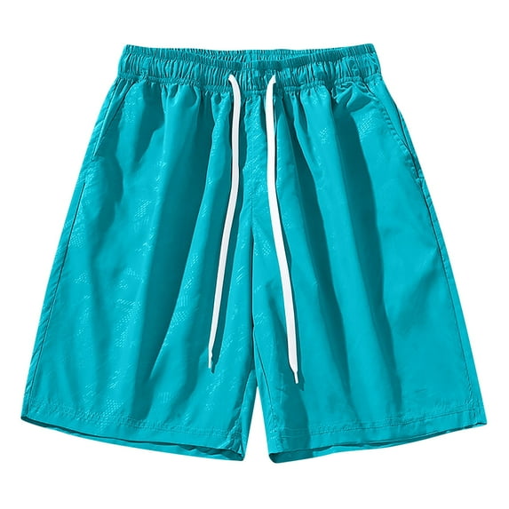 FRSASU Beach Shorts Men's Solid Color Casual Holiday Breathable Shorts with Pockets Sky Blue 4XL