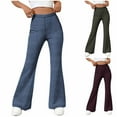 thumbnail image 1 of FRSASU Bell Bottom Jeans for Women High Waisted Stretchy Flare Jeans Pull on Wide Leg Flared Pants with Pockets Yellow, 1 of 8