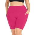 thumbnail image 1 of FRSASU Biker Shorts for Women Quick Dry High Waist Tummy Control Athletic Plus Size Workout Yoga Shorts with Pockets Hot Pink, 1 of 6