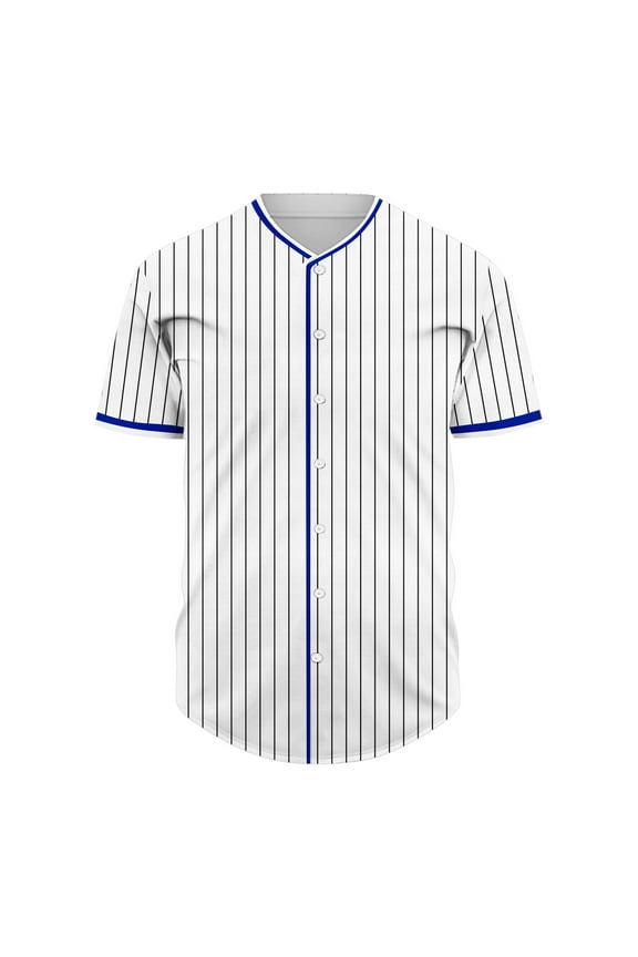 Blank Baseball Jersey for Men Casual Button Down Shirts Short Sleeve Active Team Sports Uniform Blue