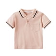 thumbnail image 1 of FRSASU Boys Collared Shirts Short Sleeve Cute Golf Shirts School Uniform Shirt Cotton Button Casual Tee Tops for 2-14 Years Pink-C, 1 of 9