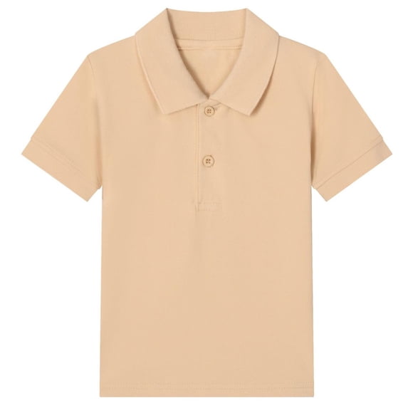 FRSASU Boys Girls Cotton Solid T-Shirts Short Sleeve Cotton Soft Kids Summer Athletic School Uniform Blouse Classic Polos Tee Khaki