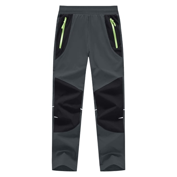 FRSASU Boys Girls Snow Ski Pants Winter Warm Fleece Lined Waterproof Insulated Hiking Pants with Pockets for 5-16 Years Dark Gray