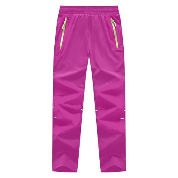FRSASU Boys Girls Snow Ski Pants Winter Warm Fleece Lined Waterproof Insulated Hiking Pants with Pockets for 5-16 Years Hot Pink