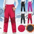 thumbnail image 1 of FRSASU Boys Girls Snow Ski Pants Winter Warm Fleece Lined Waterproof Insulated Hiking Pants with Pockets for 5-16 Years Red, 1 of 9